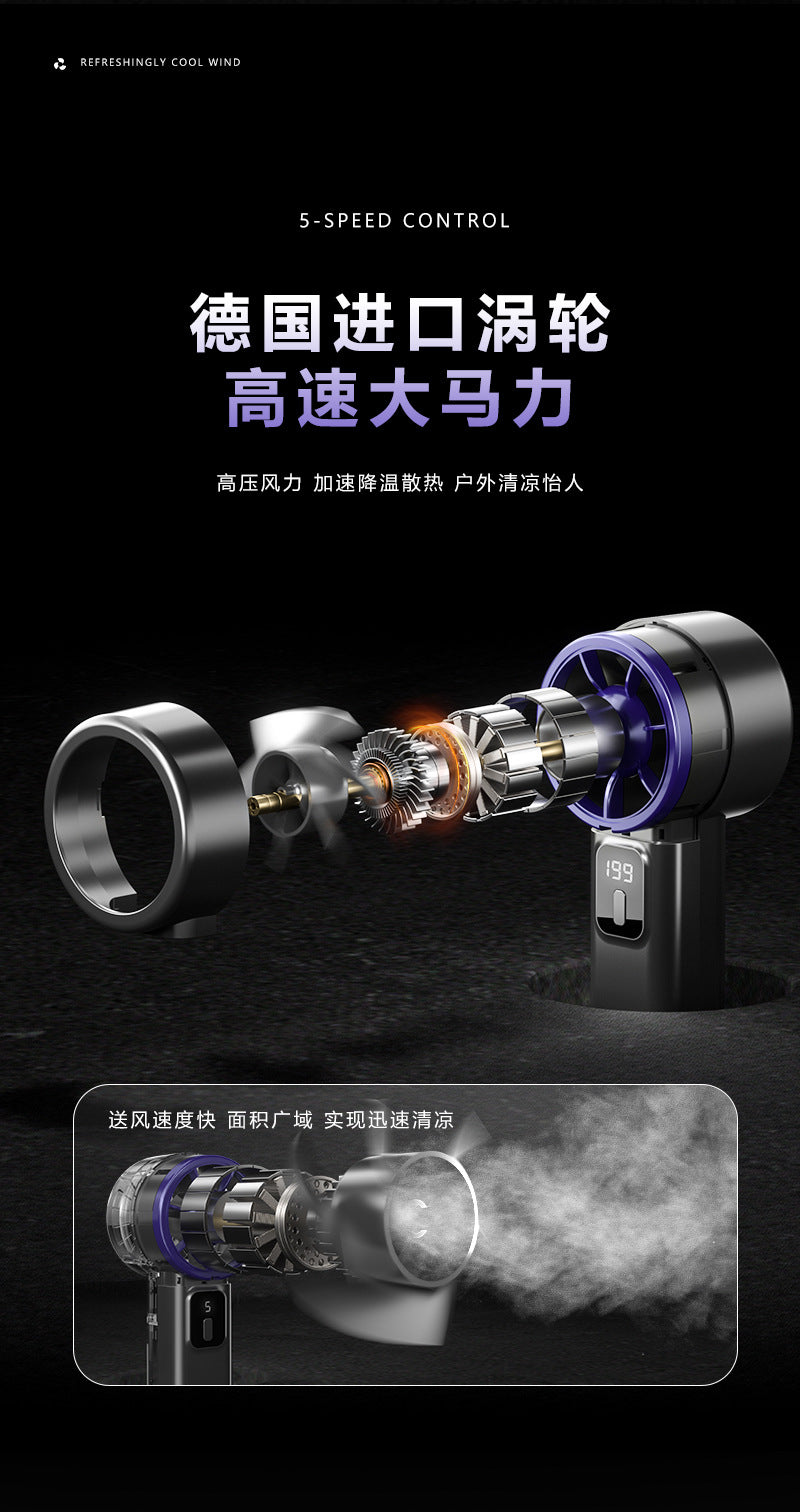 New arrival cross-border 199-speed digital display usb small fan, foldable and desktop turbine high wind power fan, fashion portable